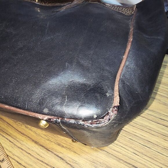 BRAHMIN Vintage Wallet & Black Leather Large Carryall Shoulder Tote Boho Bag - Picture 7 of 16